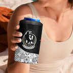 Personalized Magpie Football 4 in 1 Can Cooler Tumbler Easter Egg Pattern Monochrome Tribal Dot Art Style