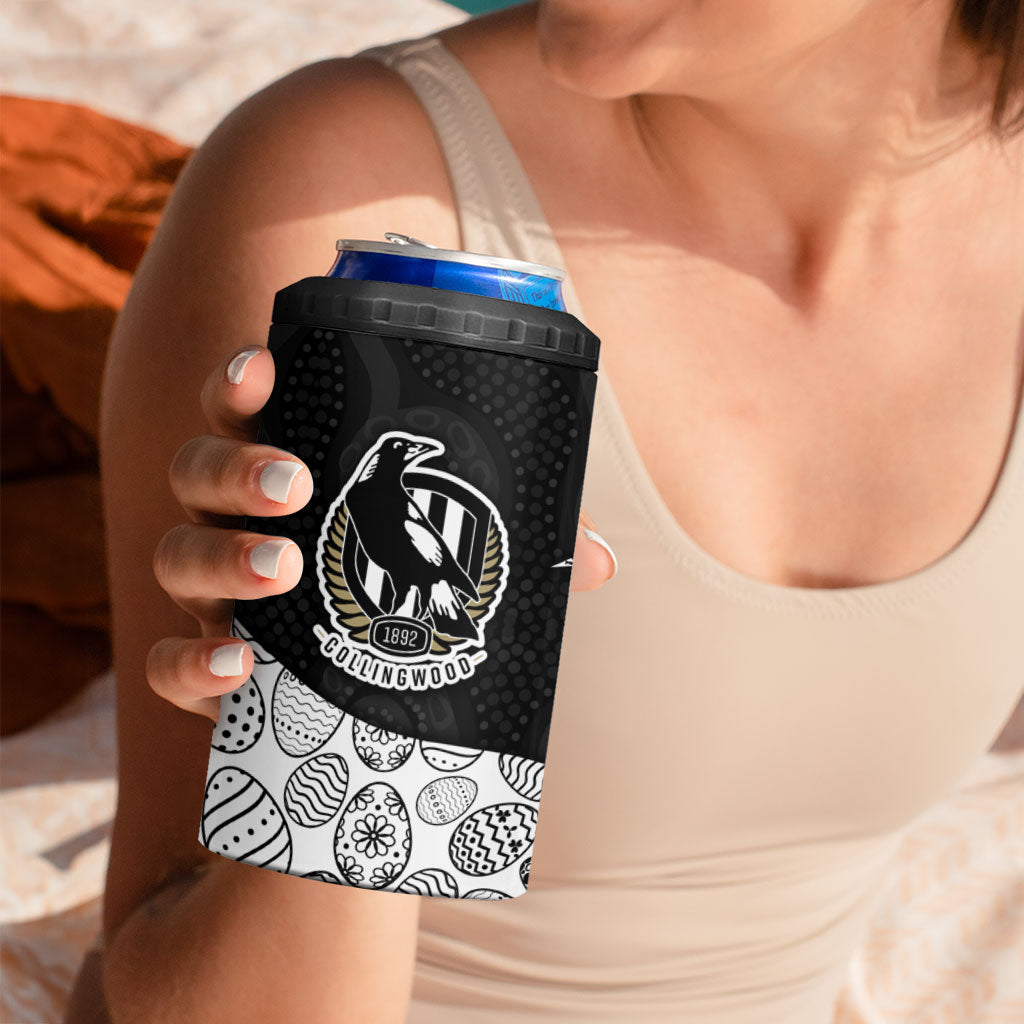 Personalized Magpie Football 4 in 1 Can Cooler Tumbler Easter Egg Pattern Monochrome Tribal Dot Art Style