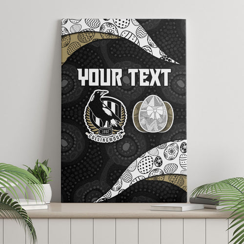 Personalized Magpie Football Canvas Wall Art Easter Egg Pattern Monochrome Tribal Dot Art Style