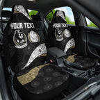 Personalized Magpie Football Car Seat Cover Easter Egg Pattern Monochrome Tribal Dot Art Style