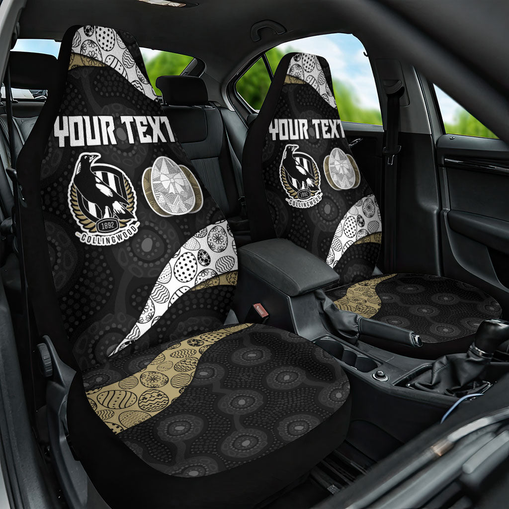 Personalized Magpie Football Car Seat Cover Easter Egg Pattern Monochrome Tribal Dot Art Style