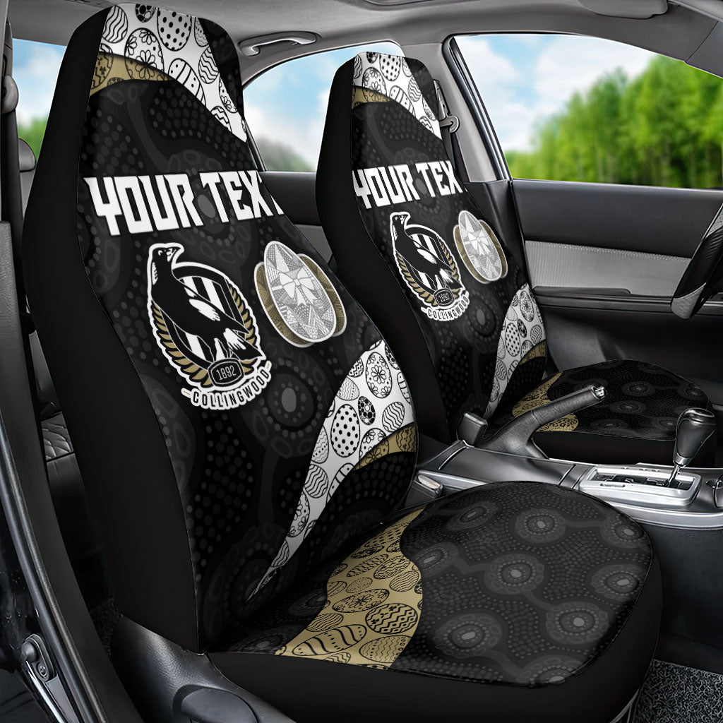 Personalized Magpie Football Car Seat Cover Easter Egg Pattern Monochrome Tribal Dot Art Style
