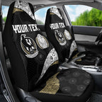Personalized Magpie Football Car Seat Cover Easter Egg Pattern Monochrome Tribal Dot Art Style