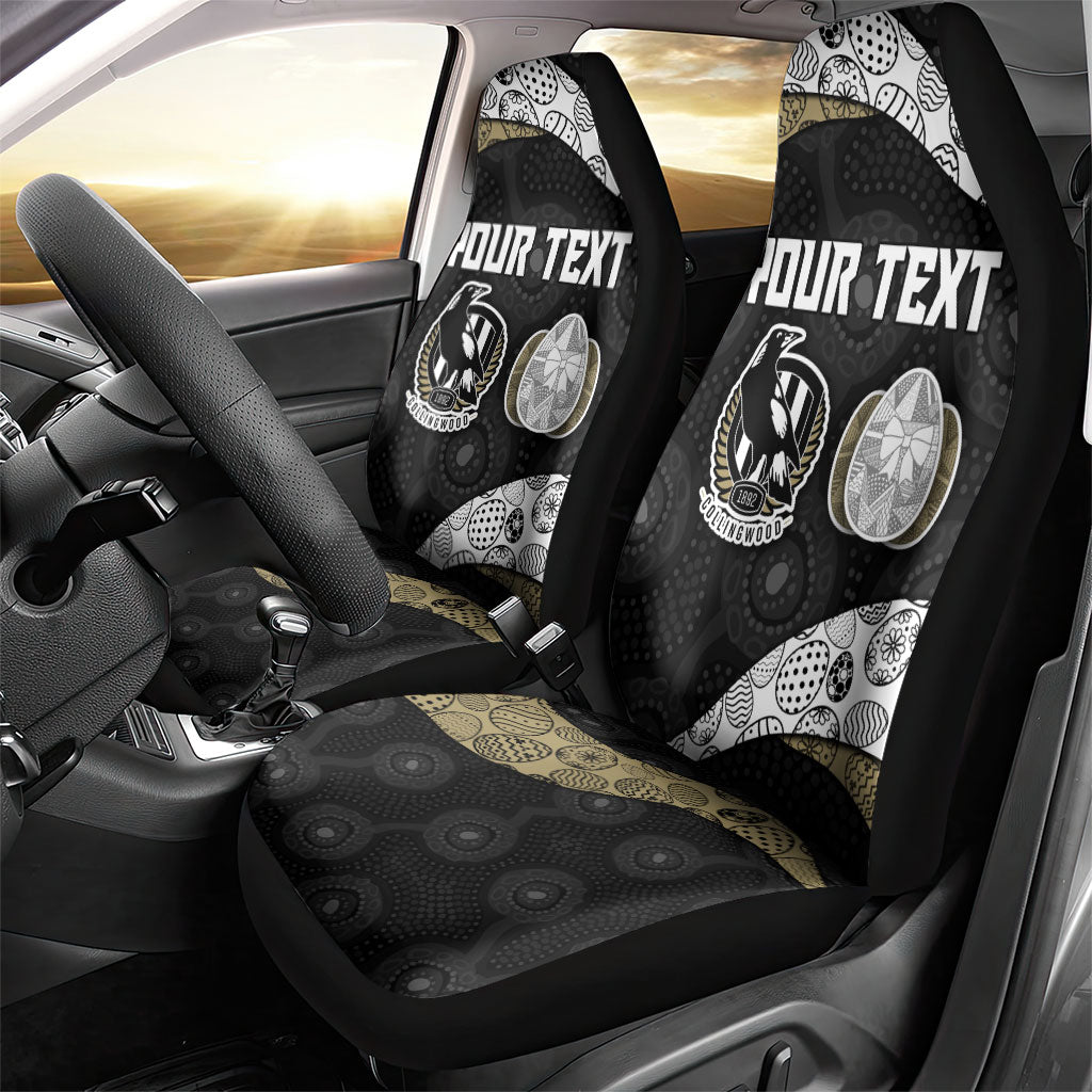 Personalized Magpie Football Car Seat Cover Easter Egg Pattern Monochrome Tribal Dot Art Style
