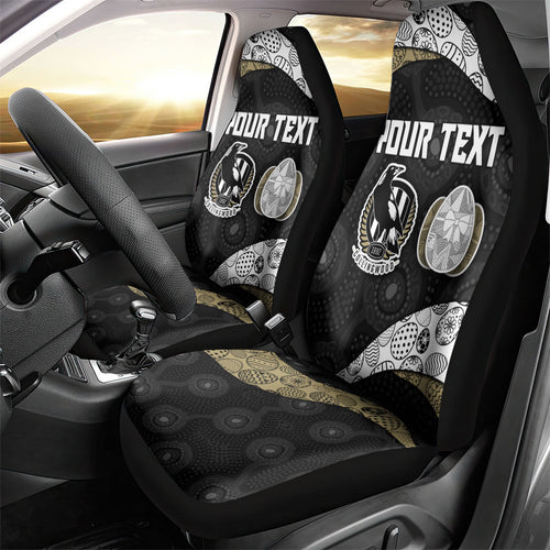 Personalized Magpie Football Car Seat Cover Easter Egg Pattern Monochrome Tribal Dot Art Style