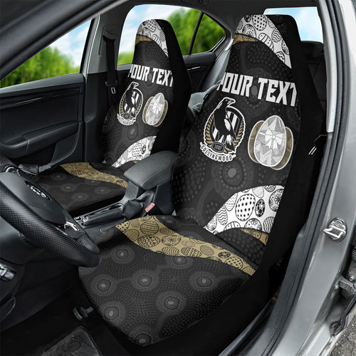 Personalized Magpie Football Car Seat Cover Easter Egg Pattern Monochrome Tribal Dot Art Style