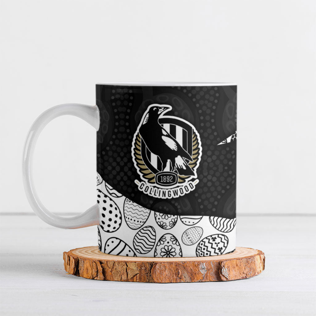 Personalized Magpie Football Ceramic Mug Easter Egg Pattern Monochrome Tribal Dot Art Style