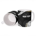 Personalized Magpie Football Ceramic Mug Easter Egg Pattern Monochrome Tribal Dot Art Style