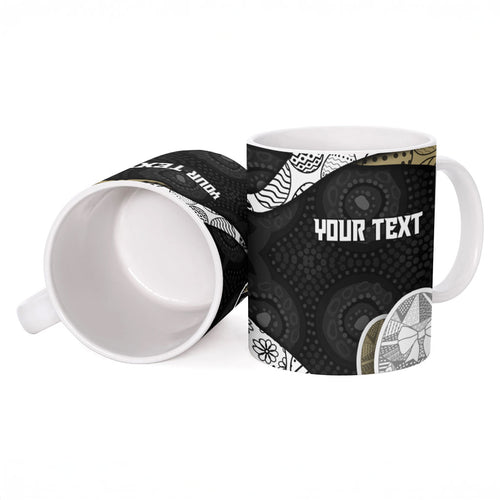 Personalized Magpie Football Ceramic Mug Easter Egg Pattern Monochrome Tribal Dot Art Style