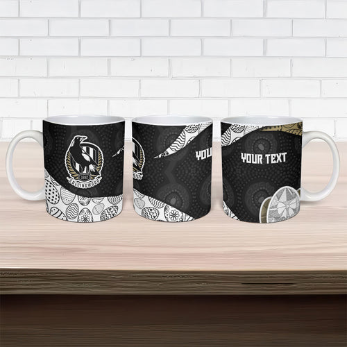 Personalized Magpie Football Ceramic Mug Easter Egg Pattern Monochrome Tribal Dot Art Style