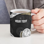 Personalized Magpie Football Ceramic Mug Easter Egg Pattern Monochrome Tribal Dot Art Style