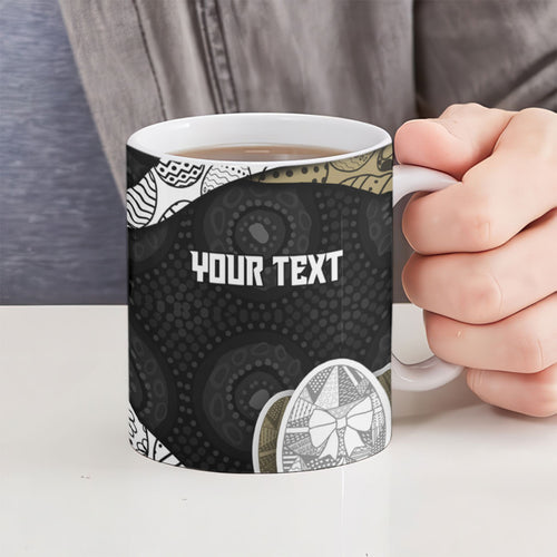 Personalized Magpie Football Ceramic Mug Easter Egg Pattern Monochrome Tribal Dot Art Style