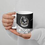 Personalized Magpie Football Ceramic Mug Easter Egg Pattern Monochrome Tribal Dot Art Style
