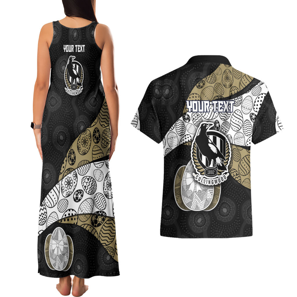 Personalized Magpie Football Couples Matching Tank Maxi Dress and Hawaiian Shirt Easter Egg Pattern Monochrome Tribal Dot Art Style