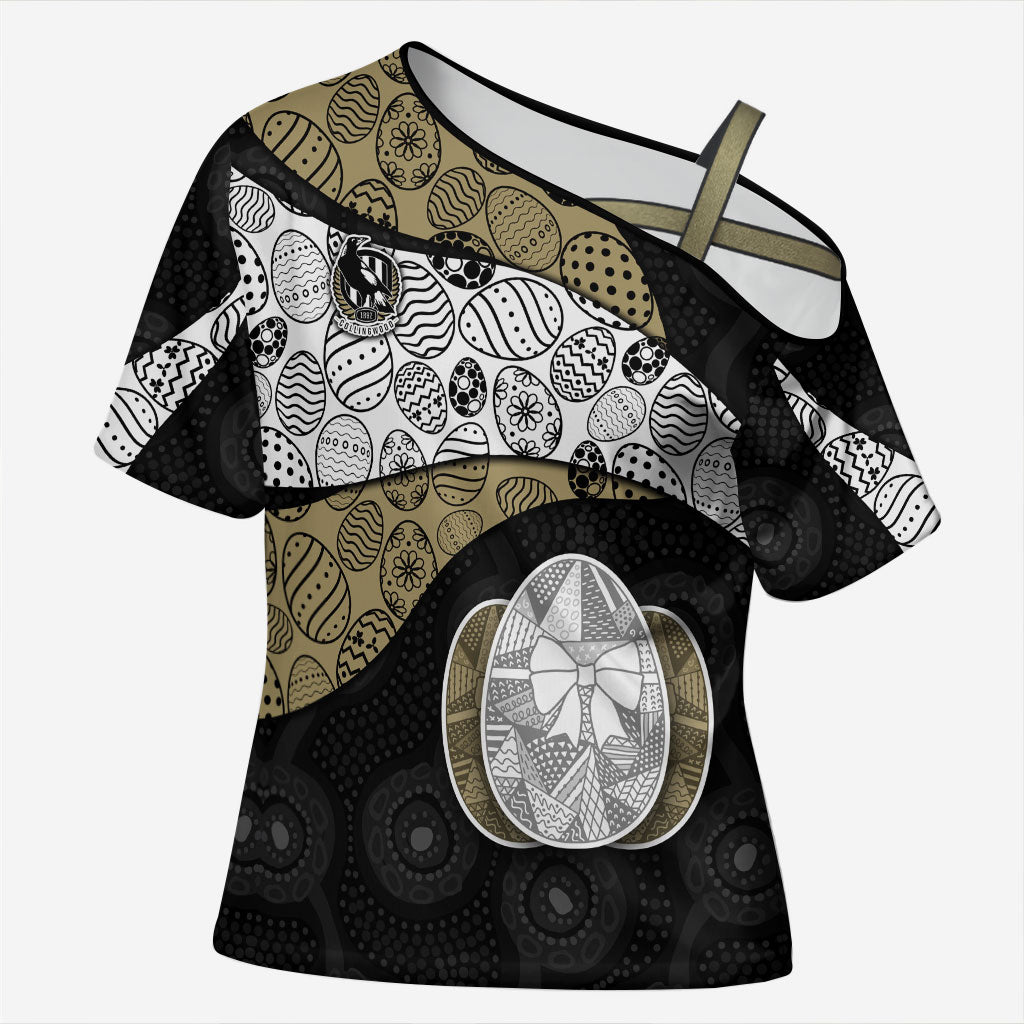 Personalized Magpie Football Cross Shoulder Shirt Easter Egg Pattern Monochrome Tribal Dot Art Style