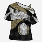 Personalized Magpie Football Cross Shoulder Shirt Easter Egg Pattern Monochrome Tribal Dot Art Style