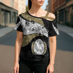 Personalized Magpie Football Cross Shoulder Shirt Easter Egg Pattern Monochrome Tribal Dot Art Style