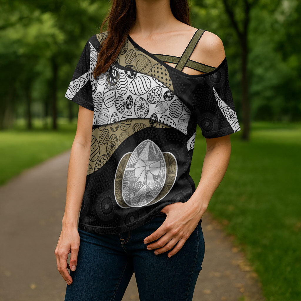 Personalized Magpie Football Cross Shoulder Shirt Easter Egg Pattern Monochrome Tribal Dot Art Style