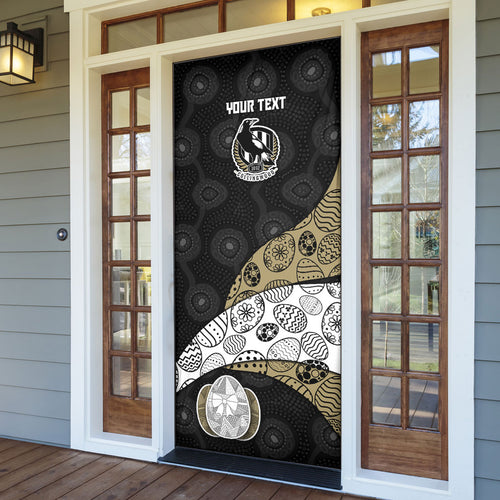 Personalized Magpie Football Door Cover Easter Egg Pattern Monochrome Tribal Dot Art Style