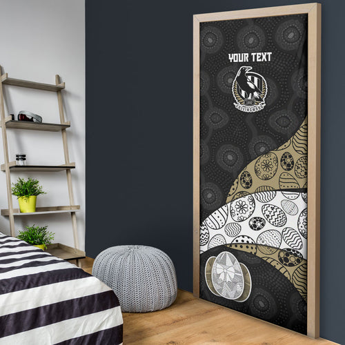 Personalized Magpie Football Door Cover Easter Egg Pattern Monochrome Tribal Dot Art Style