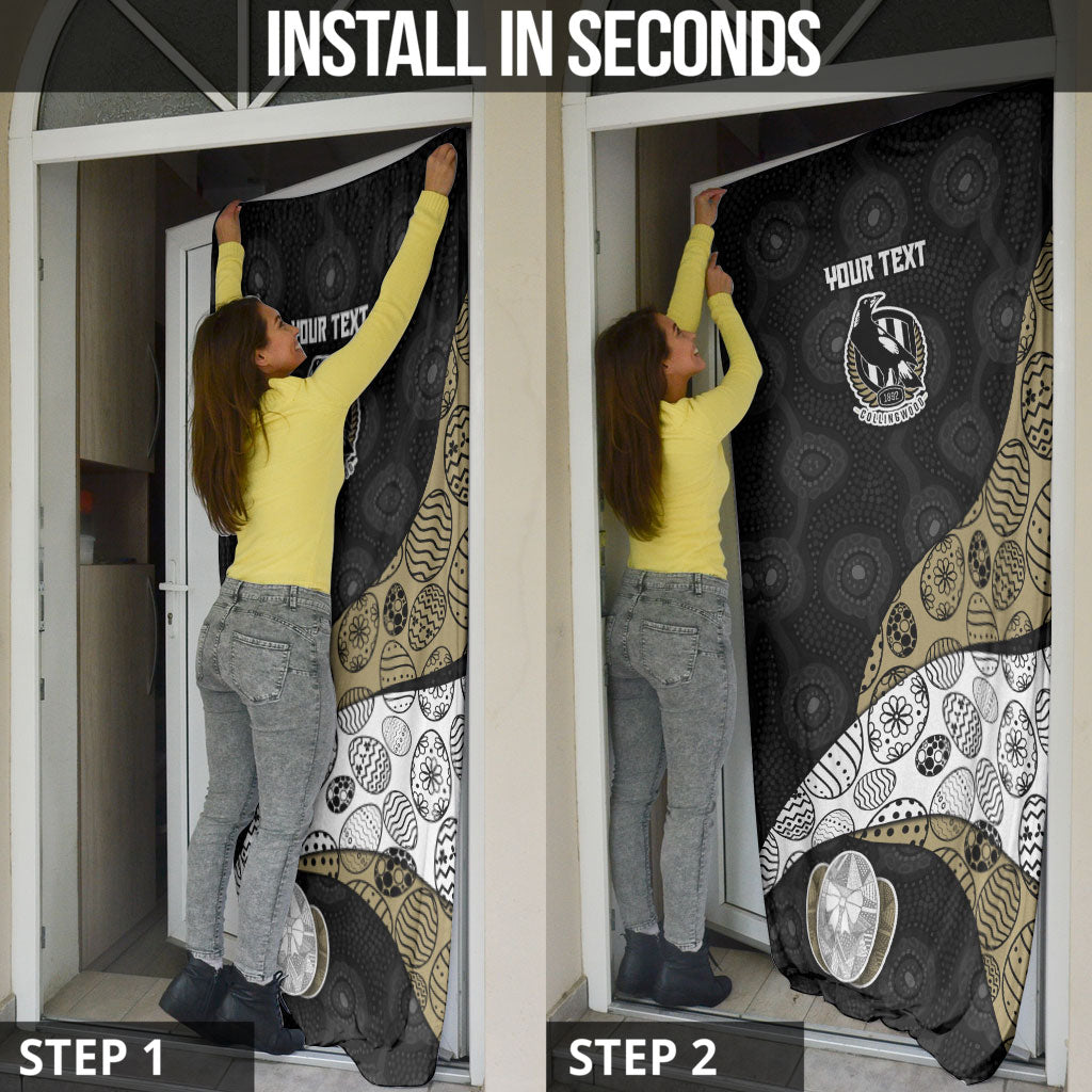 Personalized Magpie Football Door Cover Easter Egg Pattern Monochrome Tribal Dot Art Style