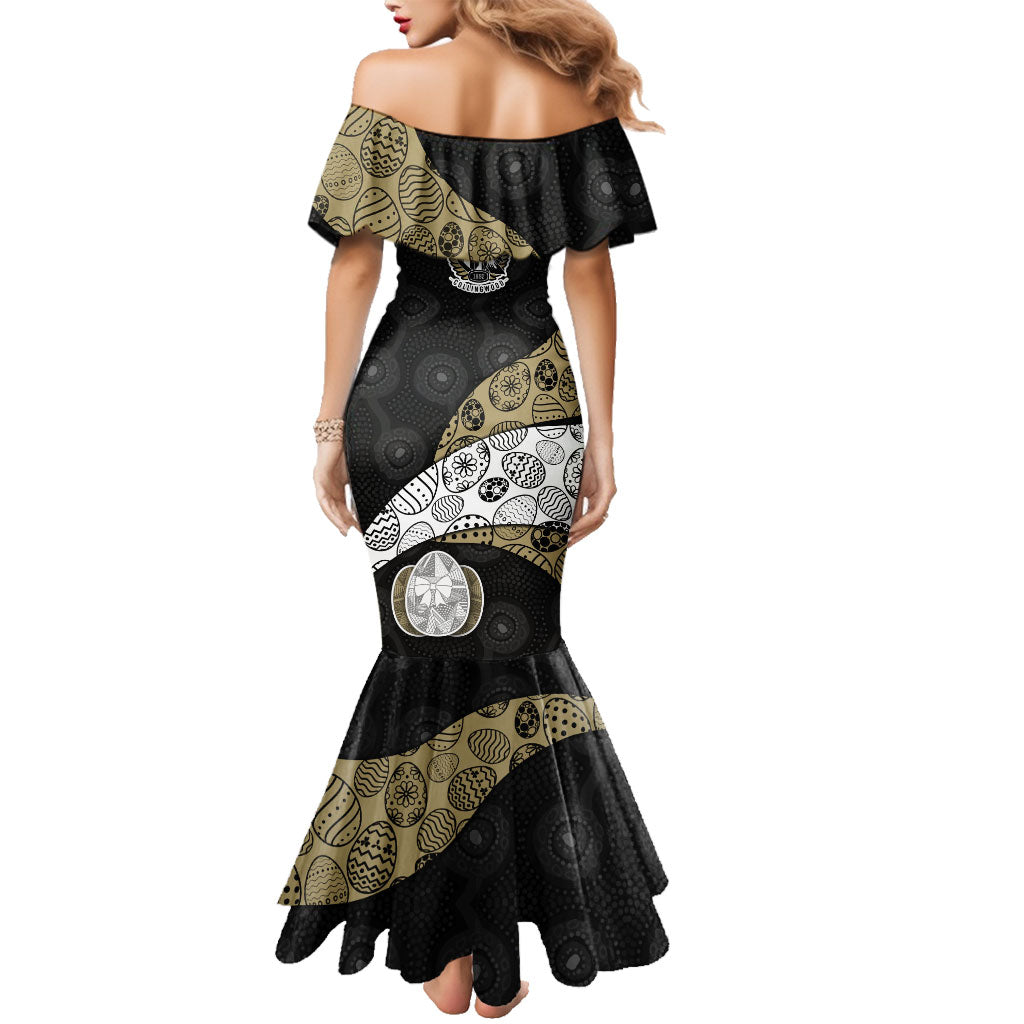 Personalized Magpie Football Family Matching Mermaid Dress and Hawaiian Shirt Easter Egg Pattern Monochrome Tribal Dot Art Style