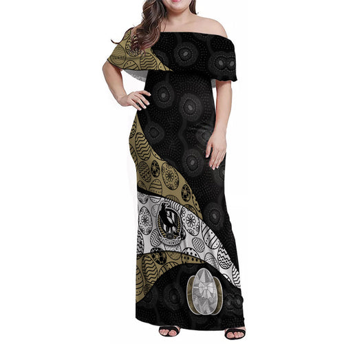 Personalized Magpie Football Family Matching Off Shoulder Maxi Dress and Hawaiian Shirt Easter Egg Pattern Monochrome Tribal Dot Art Style