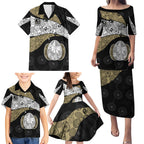 Personalized Magpie Football Family Matching Puletasi and Hawaiian Shirt Easter Egg Pattern Monochrome Tribal Dot Art Style