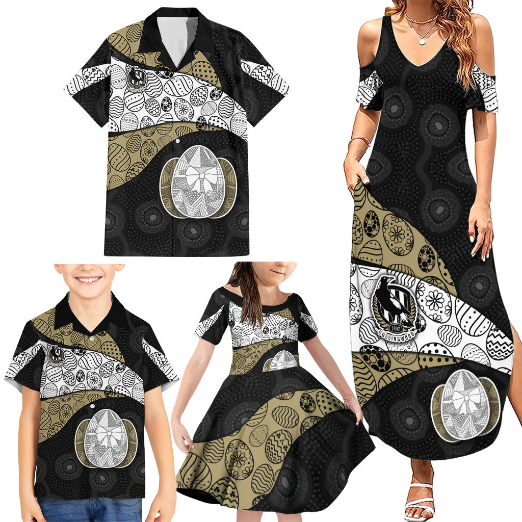 Personalized Magpie Football Family Matching Summer Maxi Dress and Hawaiian Shirt Easter Egg Pattern Monochrome Tribal Dot Art Style