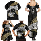 Personalized Magpie Football Family Matching Summer Maxi Dress and Hawaiian Shirt Easter Egg Pattern Monochrome Tribal Dot Art Style