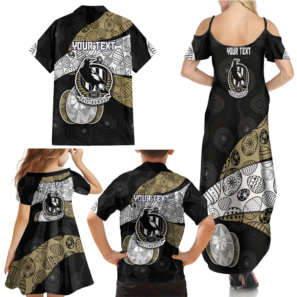 Personalized Magpie Football Family Matching Summer Maxi Dress and Hawaiian Shirt Easter Egg Pattern Monochrome Tribal Dot Art Style