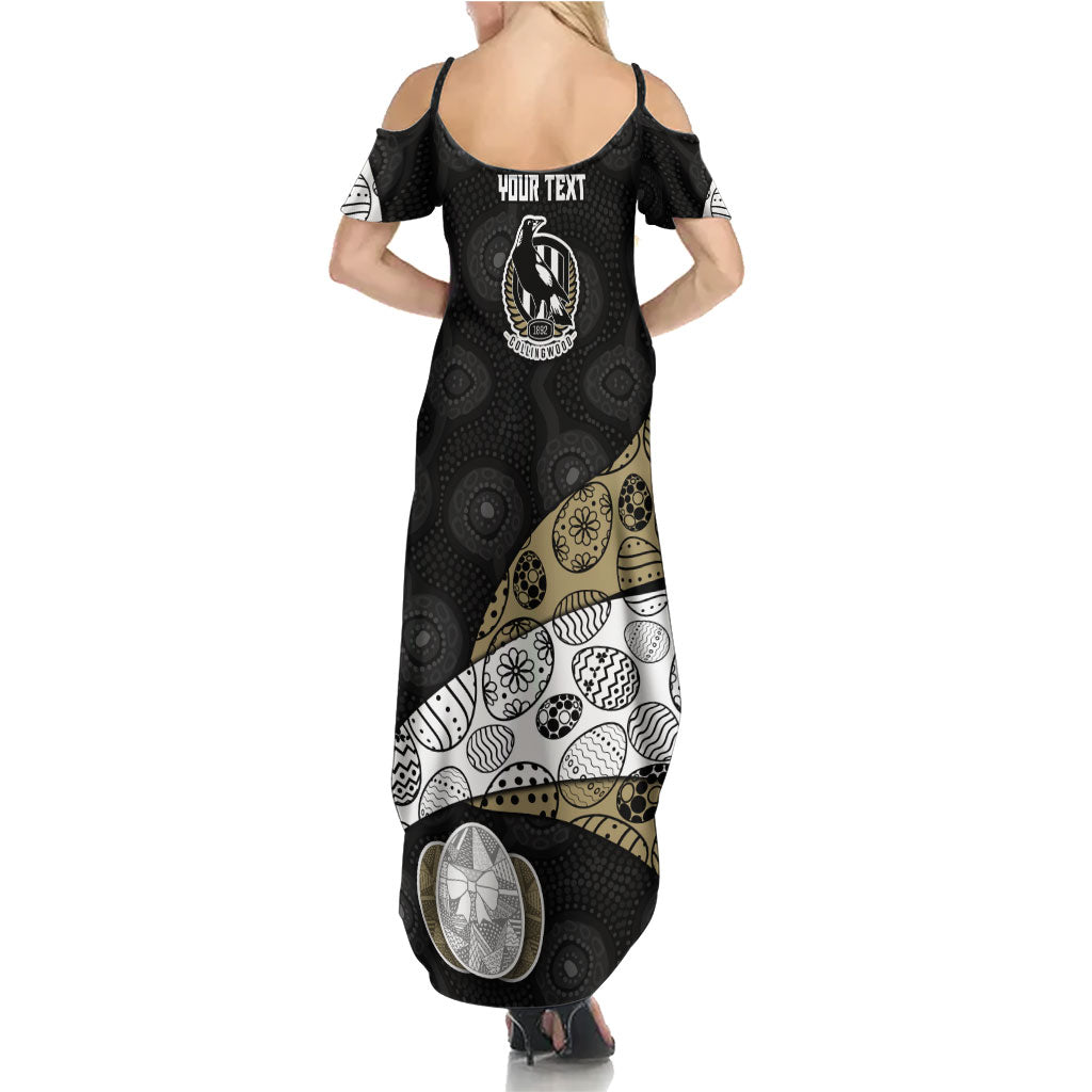 Personalized Magpie Football Family Matching Summer Maxi Dress and Hawaiian Shirt Easter Egg Pattern Monochrome Tribal Dot Art Style