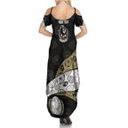 Personalized Magpie Football Family Matching Summer Maxi Dress and Hawaiian Shirt Easter Egg Pattern Monochrome Tribal Dot Art Style