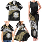 Personalized Magpie Football Family Matching Tank Maxi Dress and Hawaiian Shirt Easter Egg Pattern Monochrome Tribal Dot Art Style