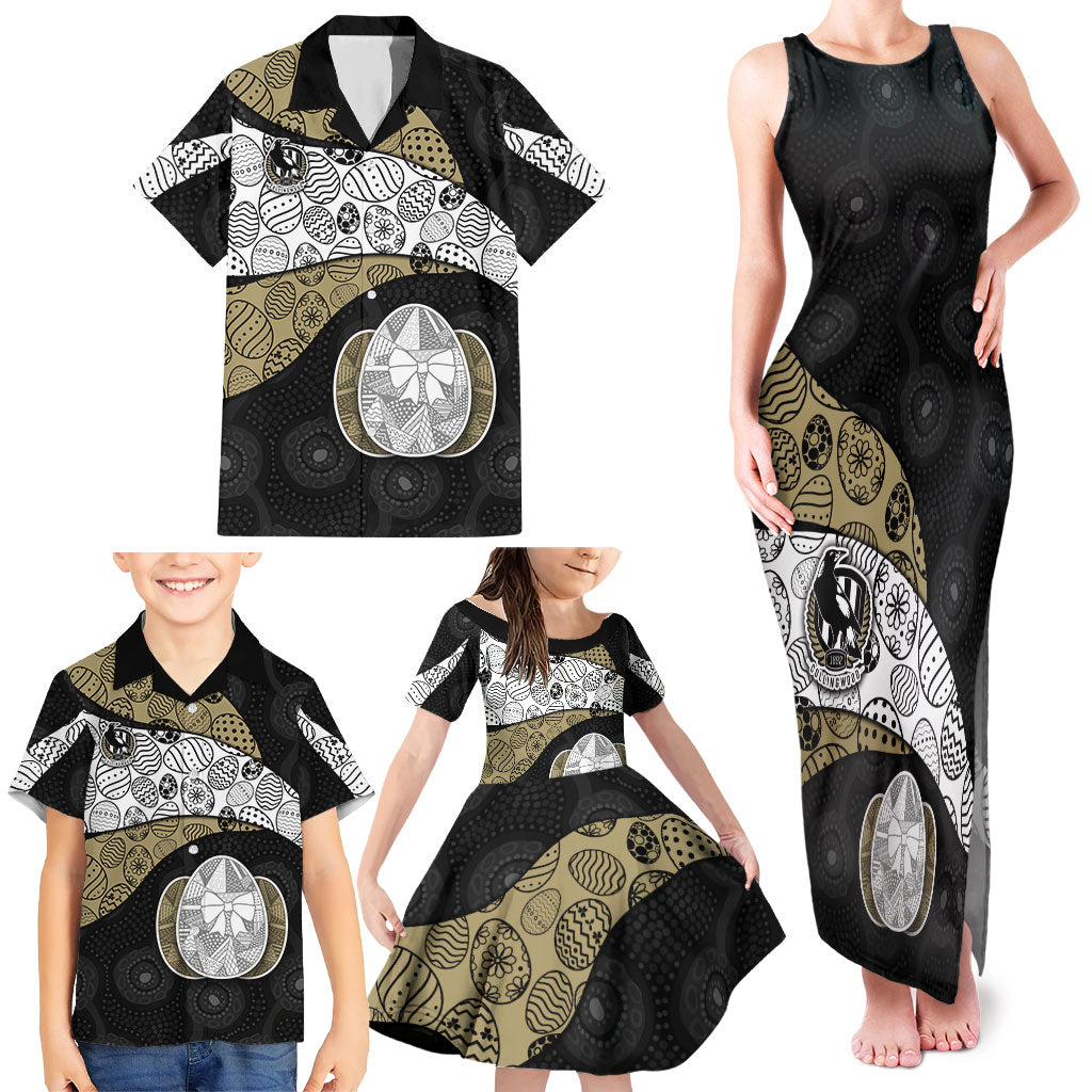 Personalized Magpie Football Family Matching Tank Maxi Dress and Hawaiian Shirt Easter Egg Pattern Monochrome Tribal Dot Art Style