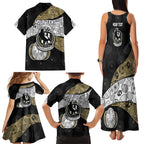 Personalized Magpie Football Family Matching Tank Maxi Dress and Hawaiian Shirt Easter Egg Pattern Monochrome Tribal Dot Art Style