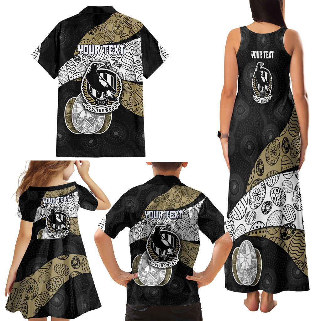 Personalized Magpie Football Family Matching Tank Maxi Dress and Hawaiian Shirt Easter Egg Pattern Monochrome Tribal Dot Art Style