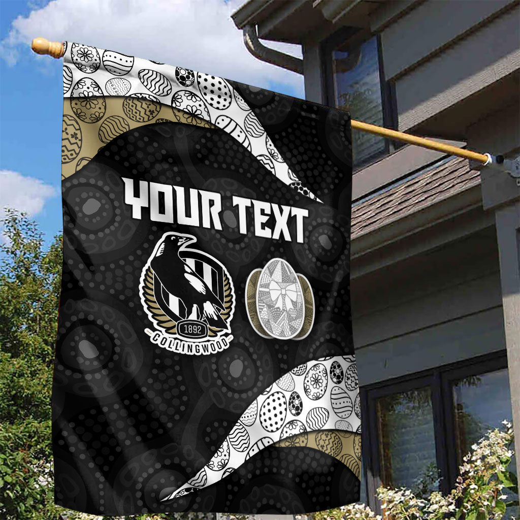 Personalized Magpie Football Garden Flag Easter Egg Pattern Monochrome Tribal Dot Art Style