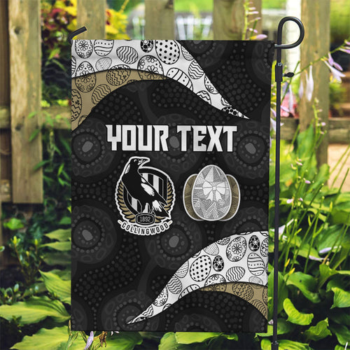 Personalized Magpie Football Garden Flag Easter Egg Pattern Monochrome Tribal Dot Art Style