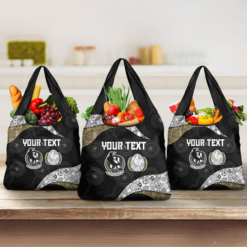 Personalized Magpie Football Grocery Bag Easter Egg Pattern Monochrome Tribal Dot Art Style