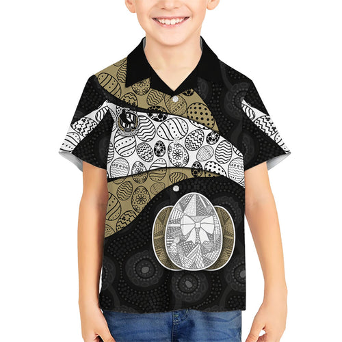 Personalized Magpie Football Hawaiian Shirt Easter Egg Pattern Monochrome Tribal Dot Art Style