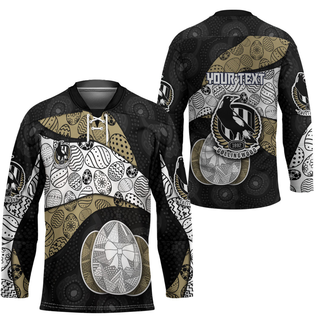 Personalized Magpie Football Hockey Jersey Easter Egg Pattern Monochrome Tribal Dot Art Style