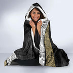 Personalized Magpie Football Hooded Blanket Easter Egg Pattern Monochrome Tribal Dot Art Style