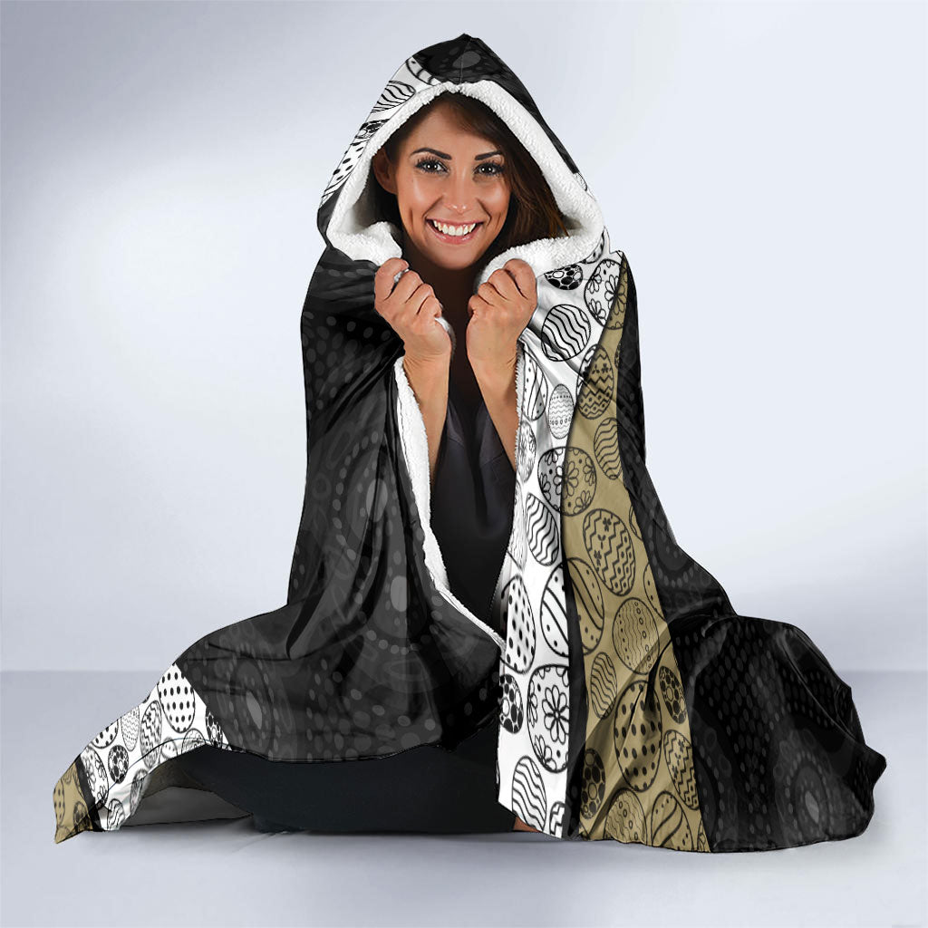 Personalized Magpie Football Hooded Blanket Easter Egg Pattern Monochrome Tribal Dot Art Style