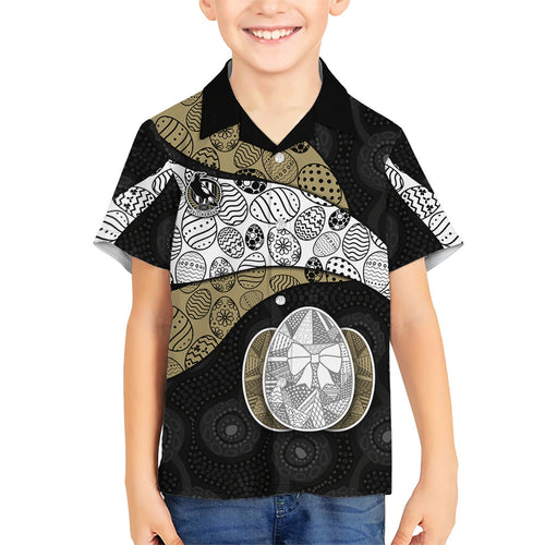 Personalized Magpie Football Kid Hawaiian Shirt Easter Egg Pattern Monochrome Tribal Dot Art Style