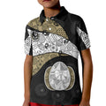 Personalized Magpie Football Kid Polo Shirt Easter Egg Pattern Monochrome Tribal Dot Art Style