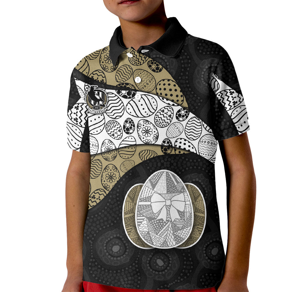 Personalized Magpie Football Kid Polo Shirt Easter Egg Pattern Monochrome Tribal Dot Art Style