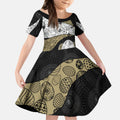 Personalized Magpie Football Kid Short Sleeve Dress Easter Egg Pattern Monochrome Tribal Dot Art Style