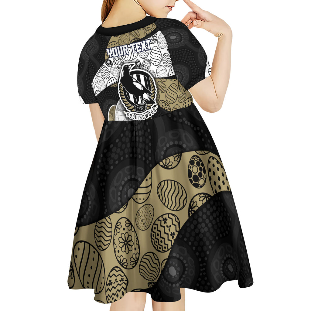 Personalized Magpie Football Kid Short Sleeve Dress Easter Egg Pattern Monochrome Tribal Dot Art Style