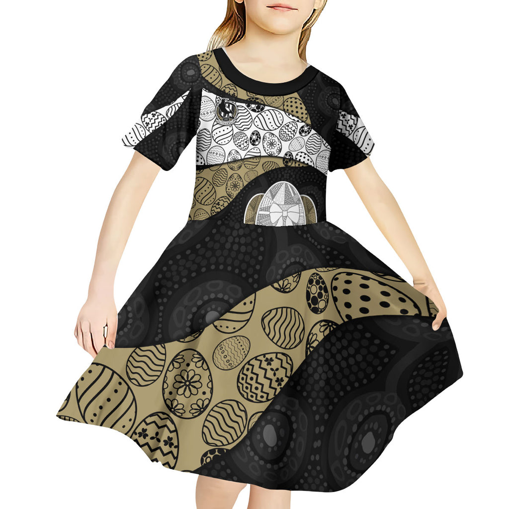 Personalized Magpie Football Kid Short Sleeve Dress Easter Egg Pattern Monochrome Tribal Dot Art Style